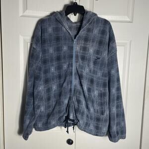 Vintage Speedo Authentic Fitness Hoodie Men Extra Large Blue Gray Plaid Full Zip